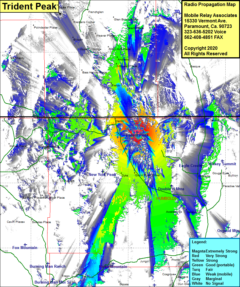 heat map radio coverage Trident Peak